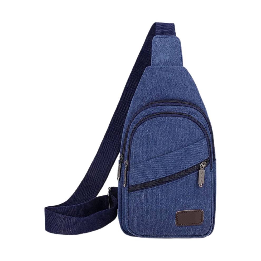 Canvas Crossbody Sling Bag Blå 30x17cm