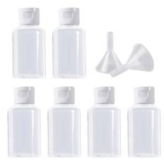 Voarge 6 st 50 ml tom plastprovflaska behållare behållare behållare med vikbart lock för emulsion, ljus luftflygresor för schampo