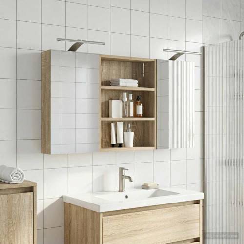 Badrumsskåpsset 3 pcs 100 x 10,5 x 50 cm Konstruerat trä
