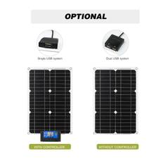 18W 12V Solar Panel Kit Off Grid Monocrystalline Module with Solar Charge Controller SAE Connection Dual-USB without Comtroller svart