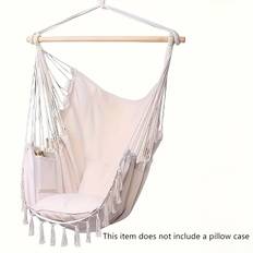 TEMU Outdoor Fringe Hanging Chair Bed Portable Hammock Ruffles Add A Touch No Pillow Set Attached Outdoor Indispensable A Gift