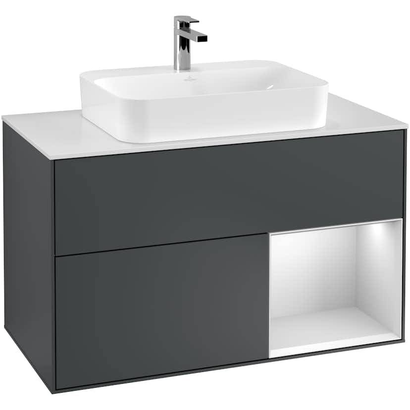 Tvättställsskåp Villeroy & Boch Finion med 2 Lådor Hylla och Bänkskiva för Ytmonterat Tvättställ