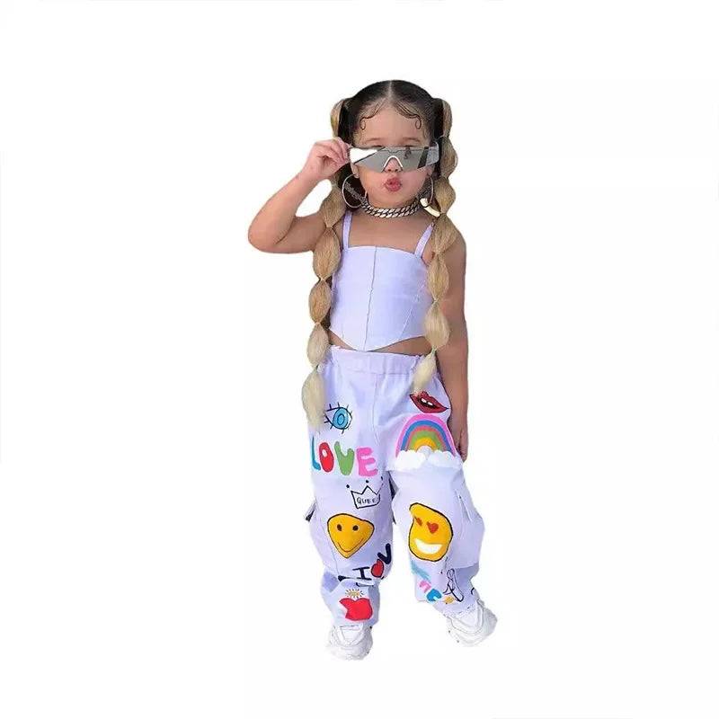 Mini Fashion™ - Moderiktigt set med linne och byxor för barn Vit / 128 (8 år) | Pedagogiska Träleksaker (128 (8 år))