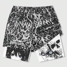 Herr 2 i 1 animekaraktär och vintage leopardmönstrade shorts med djur, lämpade för vardagsbruk under våren/sommaren - Multifärgad - L,M,S,XL,XS,XXL