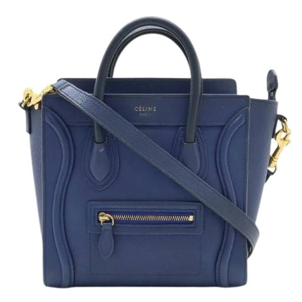Celine Vintage Pre-owned Luggage Nano 2way Taske - Vintage - Dame - Blå - ONE SIZE - Uld