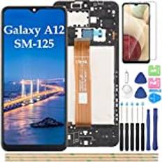 YHX-OU 6,5 Tum Skärmbyte LCD för Samsung Galaxy A12 SM-A125F, A125M, A125U LCD Skärm Display Pekskärm Montering Reparationskit Verktyg(svart)