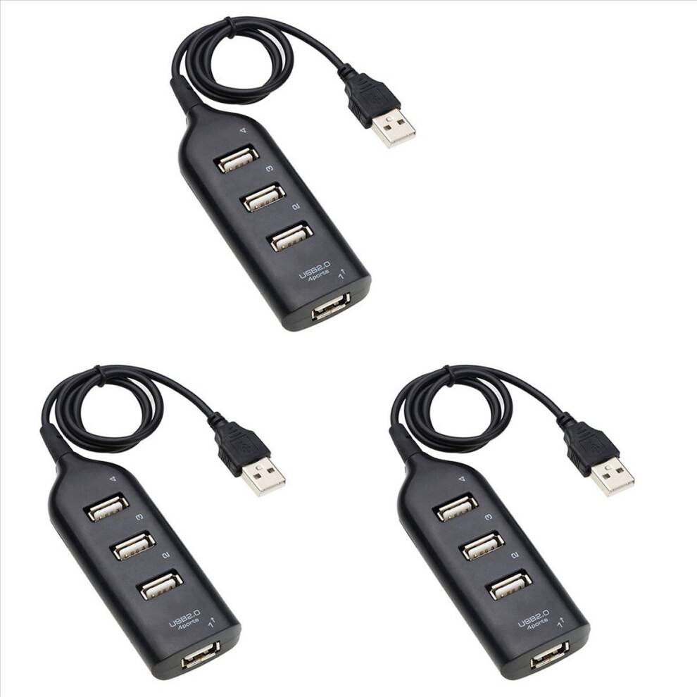 4-ports USB-hubadapter til bærbar computermodtager computertilbehør sort