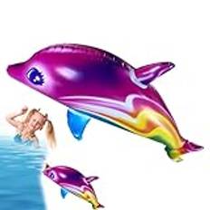 Uppblåsbar delfin-poolleksak, pooldelfin-leksak | tecknad festdekoration, multifunktionell lätt vikt för barn, färgglad poolleksak för poolfester, sammankomster