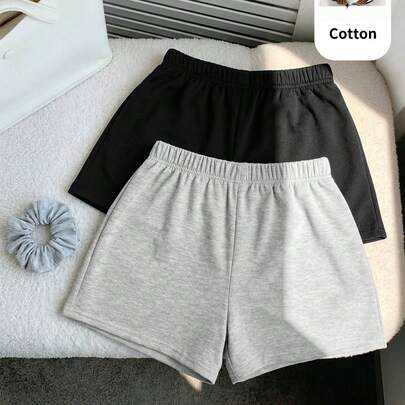 2 st. set med enfärgade stickade shorts för tweenflickor - Multifärgad (7Y,8Y,9Y,10Y,11Y,12Y,13Y)