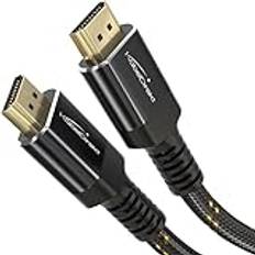 KabelDirekt – 8K/4K HDMI 2.1-kabel – 5m – Stöttåliga Metallkontakter och Flätad Jacka (8K@60Hz, Ultrahög hastighet/48G, Senaste Standard, Idealisk för PS5/Xbox, Monitor/TV/Projektor, Svart)