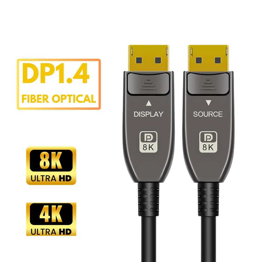 8K Fiber Optic DisplayPort Cable 1.4 Ultra HD 4K 144Hz 8K 60Hz HBR3 32.4Gbps Slim and Flexible DP Display Port 1.4 Cord 10m 15m