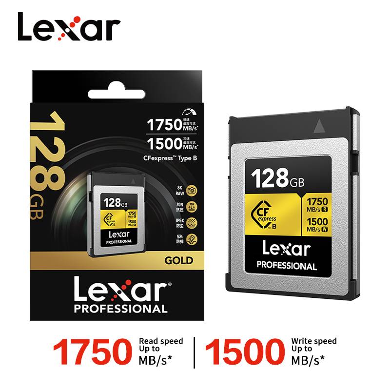 Lexar CFexpress Type B Card GOLD 8K RAM Video CFE Card for Nikon Canon Camera 128GB 256GB Max 1750Mb/s Read CF Memory Card