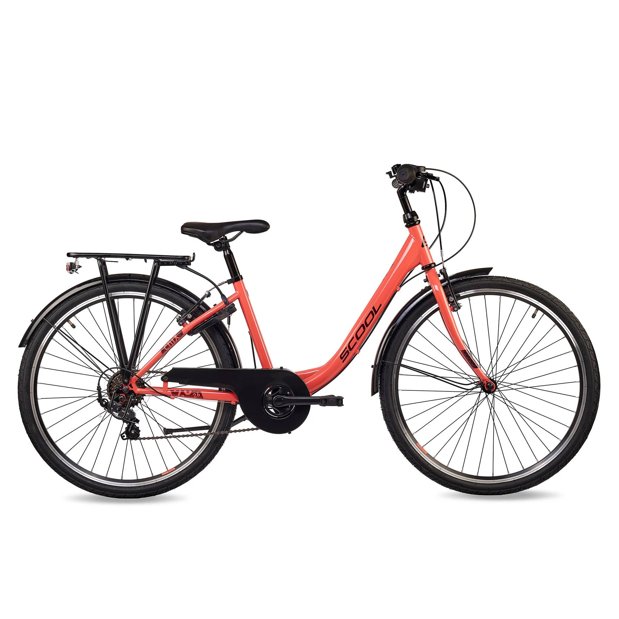 S'COOL chiX 26-K6 26" pigecykel med 6 gear - koralrød
