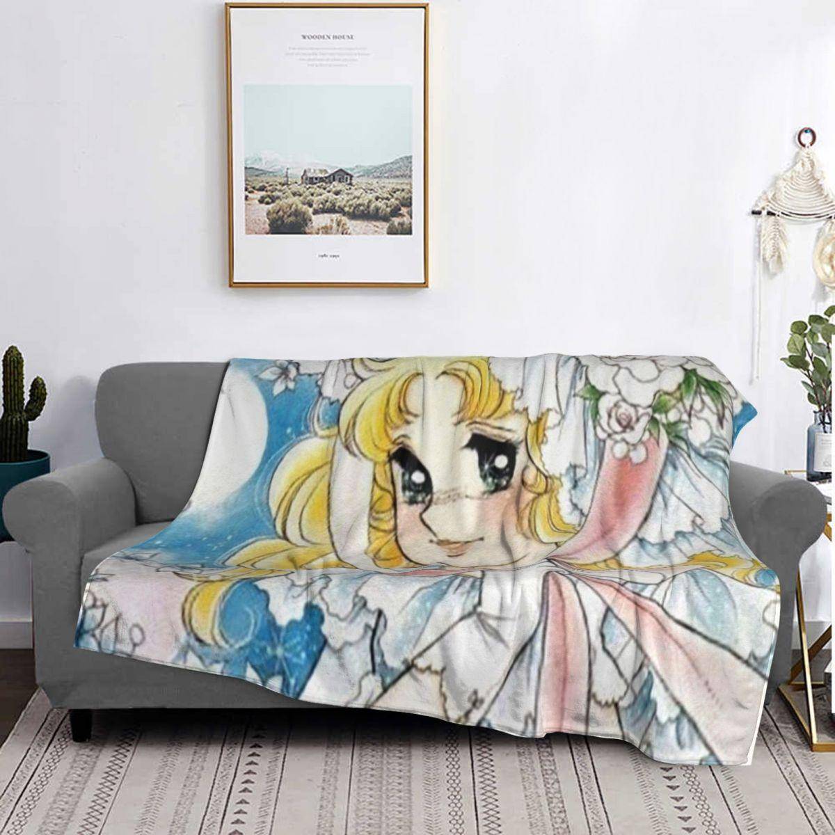 Candy Candy Anime Manga Filt Mjuk Varm Flanell Pläd Täcke för Säng Vardagsrum Picknick Resa Hem Soffa