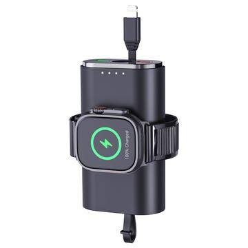 Apple Watch Powerbank 5000mAh - magnetisk trådløs oplader - sort