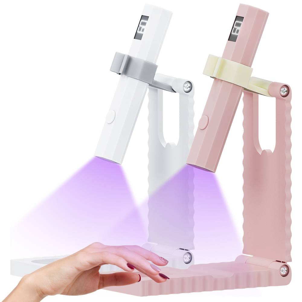 Mini UV Nail Light - Timers & Adjustable Stand, Handheld Nail Lamp for Gel Nails, Rechargeable Nail Dryer Flash Curing for Glue