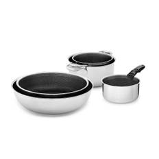 Handleless 5-pcs mixed cookware set with detachable handle