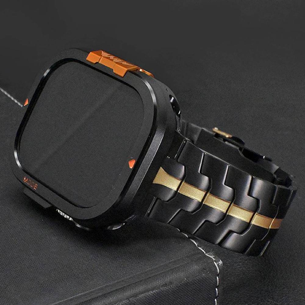 Titanium Affärsarmband för Apple Watch Ultra 2 49mm 45mm 46mm 44mm Lyxigt Herrarmband För iWatch Serie 10 9 8 7 6 5 4 SE Rem gray