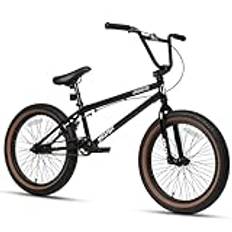 Avasta Hesper Barncykel på 20 tum, Freestyle BMX med 6, 7, 8, 9, 10, 11, 12, 13, 14 dubbar, cyklar för barn mellan 6 och 14 år och nybörjare, svart med bruna däck