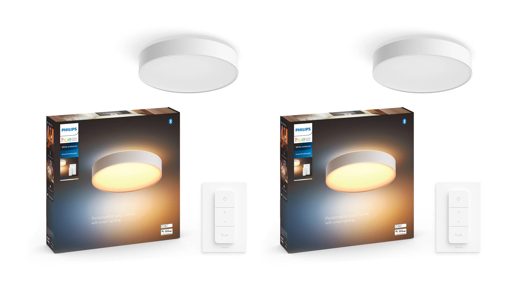 Philips Hue Enrave Loftlampe Medium – 2-pak White Ambiance - Bundle - Fri fragt og klar til levering - Prismatch