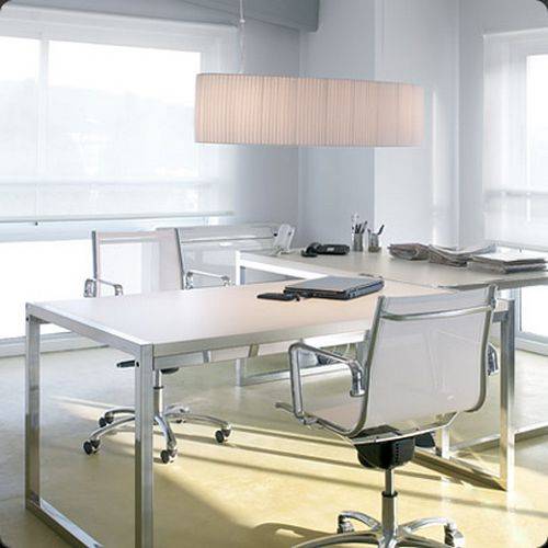 Mei Oval Suspension pendel Bover - Cream transparent silke / Sort jern