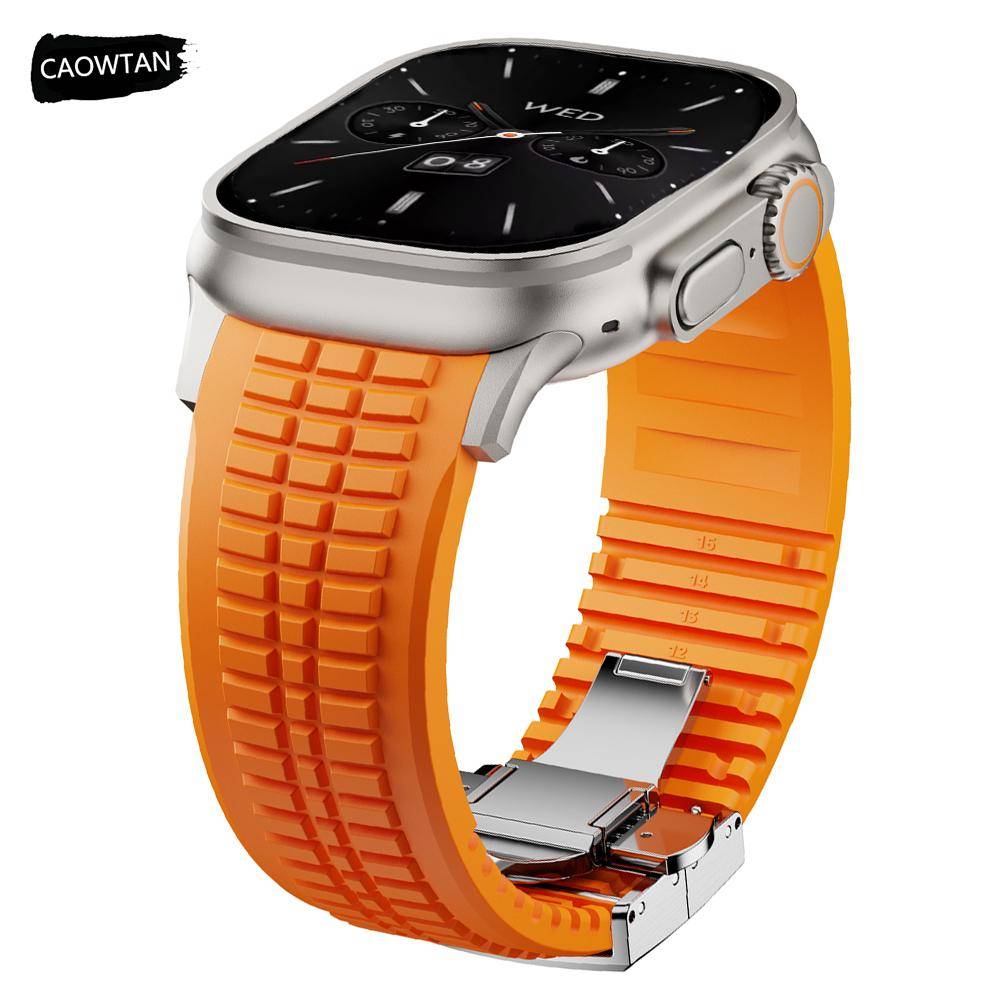 Sportarmband i silikon för Apple Watch Ultra 4 3 2 49mm 46mm 45mm 44mm Lyxarmband för iWatch Series12 11 10 9 8 7 6 5 Se Rem 3 black