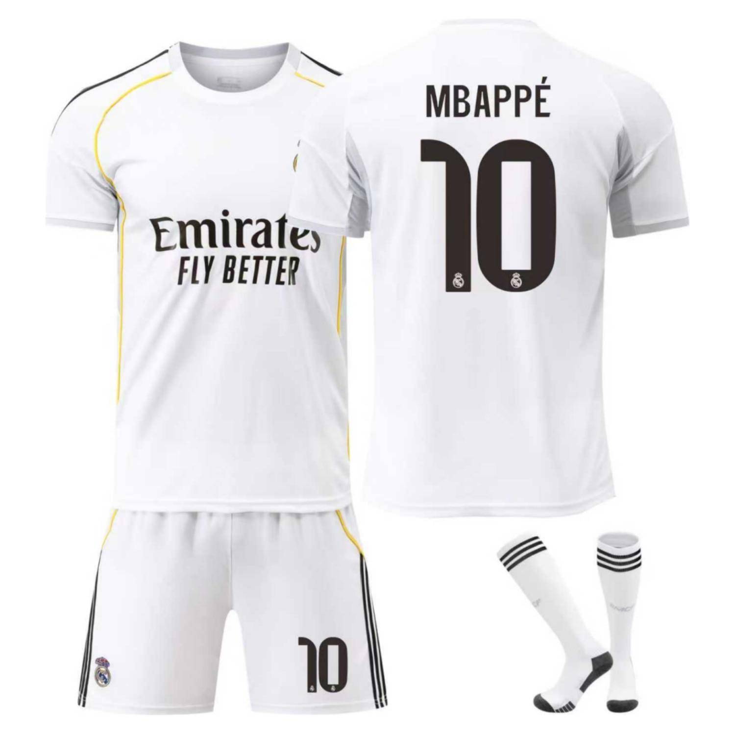 Real Madrid Mbappe Fotbollströja Set Vit Fans Edition Kit vit