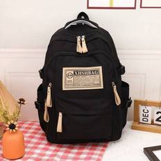 Retro British Style Versatile Contrast Color Street Fashion Sophisticated Elegant Large Capacity Backpack, Suitable For School And Class, Literary Sch - Black