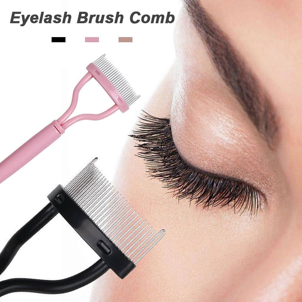 1 st Ögonfranskam Fransk Makeuppensel Ögonfransseparator Ögonbrynsborste Verktyg med Genomskinligt Fodral Böjd Design Passar Ögats Form