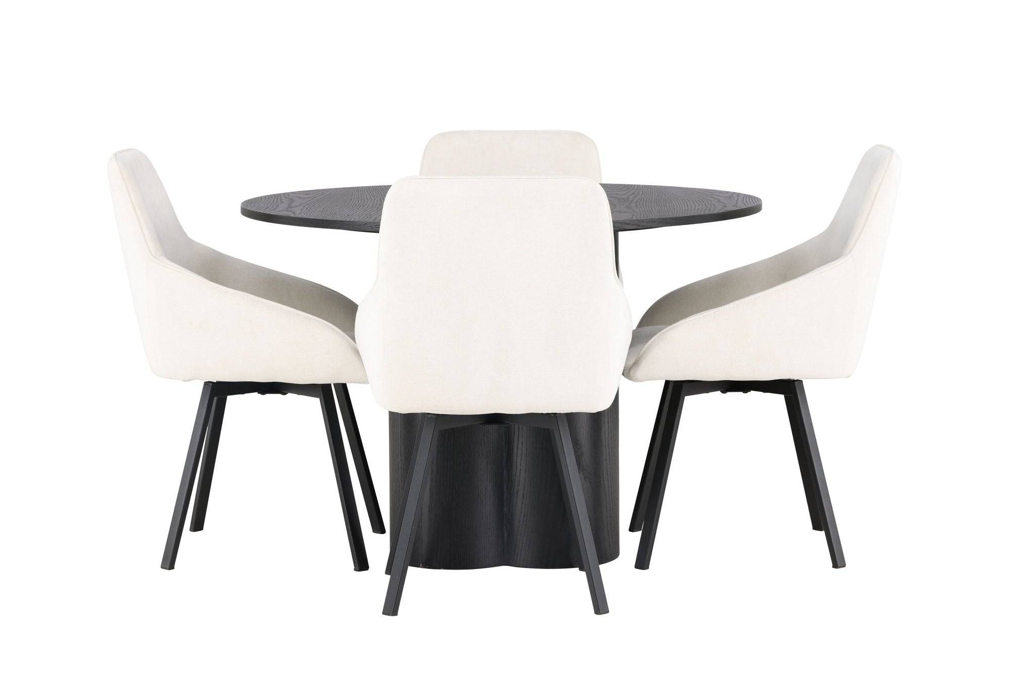 Venture Home Olivia spisebord - Black / Black Veneer +Rosie Spisebordsstol - Black / Beige Fabric _4