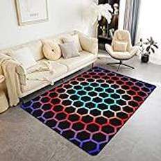 Neon Honeycomb områdesmatta 100 x 150 cm pojkar blågrön geometrisk matta hexagonal bikupa vardagsrum mattor inomhus golv matta sovrum dekor neon ombre ljus geometri