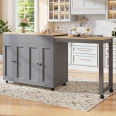 BXEYXE Modernt utdragbart barbord (118–180 × 50 × 94 cm) utdragbart matbord med förvaringsutrymme med sex hyllor ståbord bistrobord. för matsal. Använd som avdelare för vardagsrummet. Grå