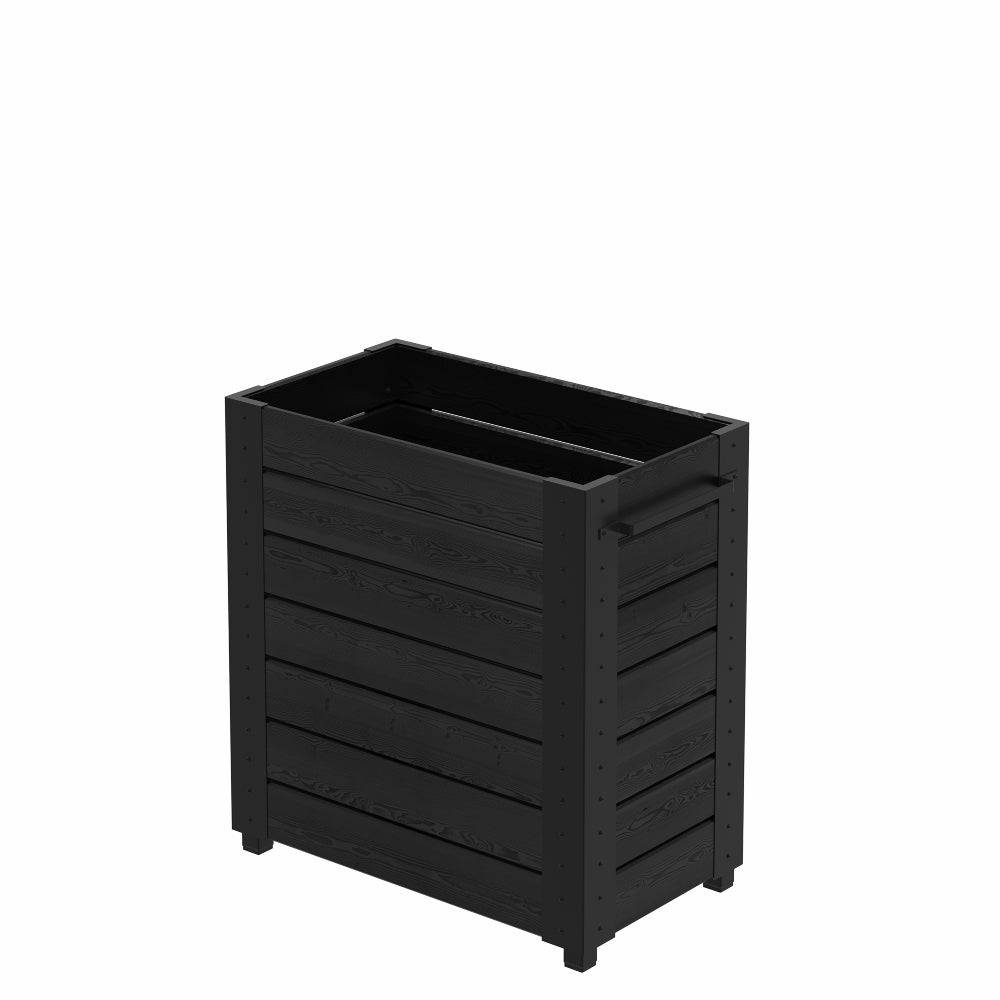 Cubic blomsterkasse med fødder - 87 × 50 × 92 cm - sort.