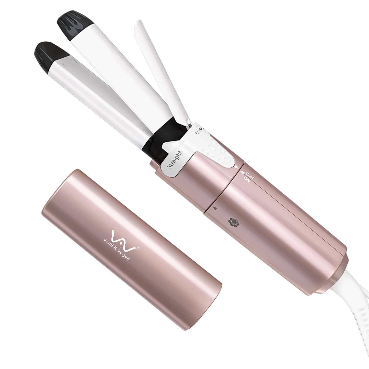VAV Compact Straightener Curling Travel for Business and 2-Way & Iron, Iron, 25mm, Dual-Use, Home, Travel, Trips, Commuting, Portable, Carry-On