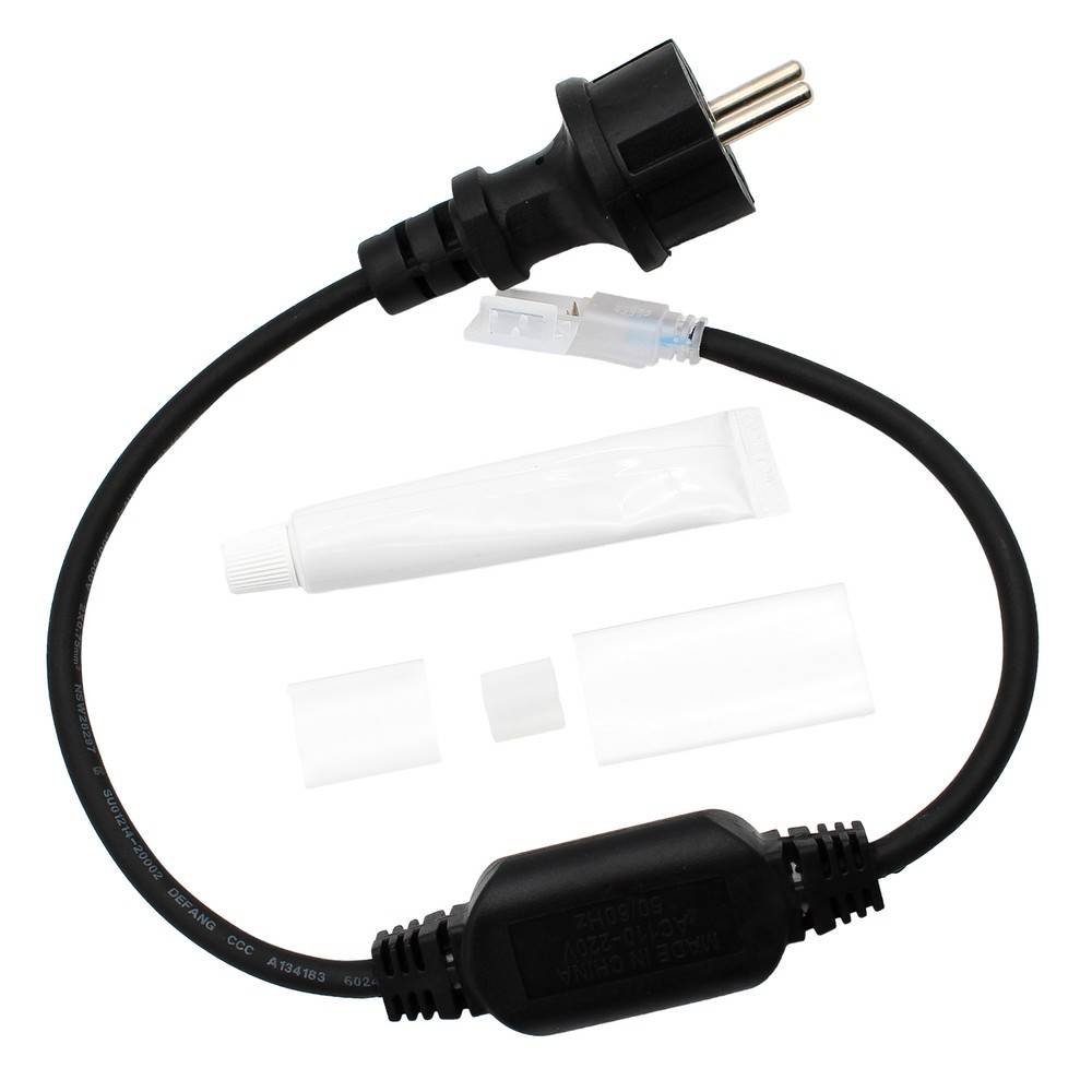 Vandtæt stik til 230V LED strip (Slim COB) - 50 cm, Inkl. endeprop, 230V