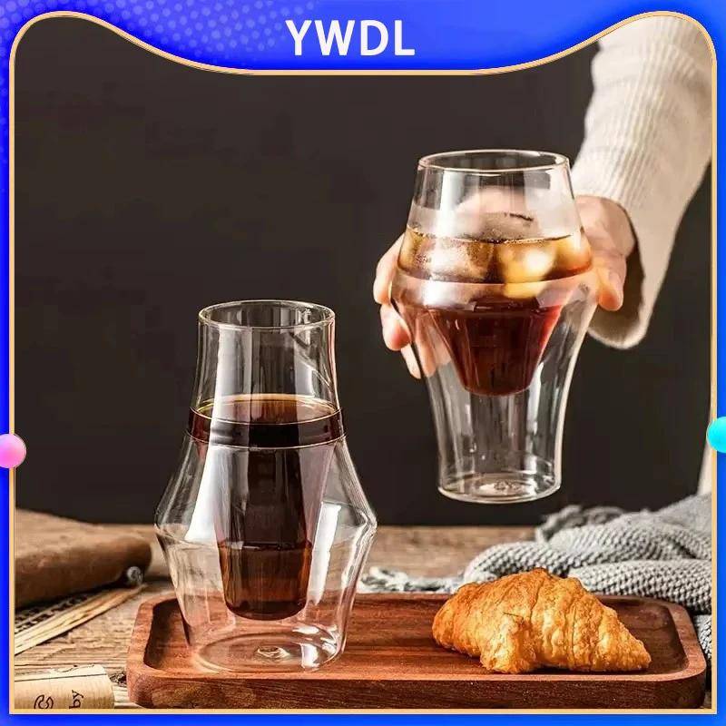 YWDL Dubbelväggig glaskopp, Espresso-mugg med hängande öra, Skållningssäker tekopp, Genomskinligt dricksglas-set