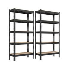 Set Of 2 5-tier Shelving Unit Storage Shelves 30 X Load 875 Kg Black 76x31x153cm