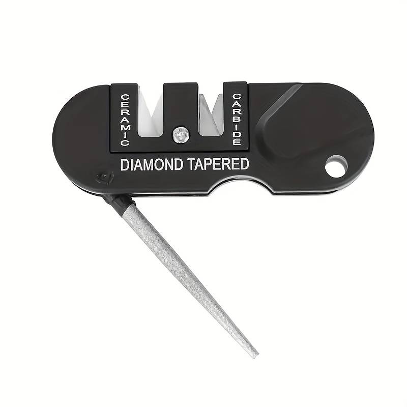 TEMU 1pc/3pcs Pocket Sharpener, Alloy And Ceramic Stone Sharpening Tool With Folding Diamond Coated Rod, Outdoor Whetstone, Handheld, Compact, Lightweight, Multipurpose Portable Sharpening Device