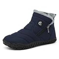 CELANDA Barfot, vinterskor, dam, varm, plysch, fodrade vinterstövlar, herr, vinter, snöstövlar, halkfria, korta skaft, stövlar, bekväma slip-on stövlar, utomhus, storlek 36–46 EU, blå, 41 EU
