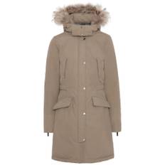 Arktisk dame vinterfrakke med pels - Caramel - M