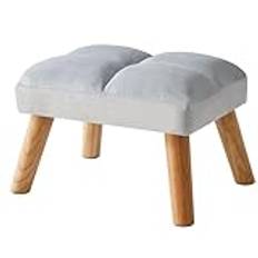 YMYNY Fotpall, liten ottomanpall med träben, modern vadderad soffa sits fotstödspall, sammet fotpall puff soffpall för vardagsrum sovrum 40 × 30 × 27 cm blå HBD032H
