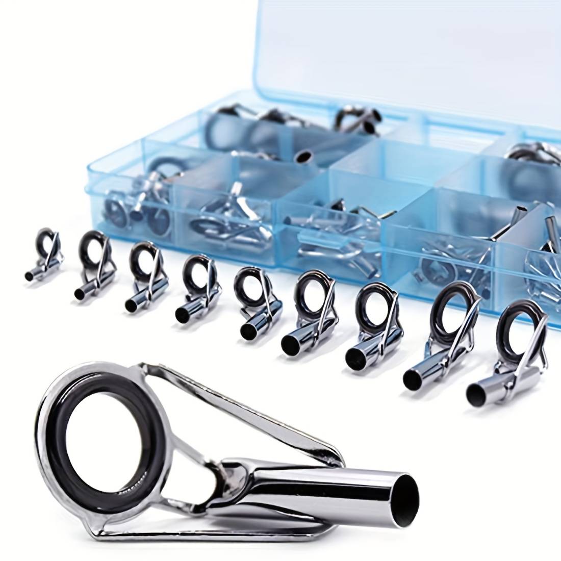 Fishing Rod Guides Chrome Stainless Steel Ceramic Tip Repair Kit Ring Replacement