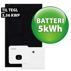 Growatt hybrid solcelleanlæg t/tegl 3,56 kWp 3-faset