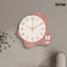 1 st platt 2D skandinavisk väggklocka tyst svepande rörelse ramlös modern design ultratunn nordisk stil heminredning för vardagsrum sovrum café kontor - Multifärgad (En stor,B Stor,En liten,B Liten)