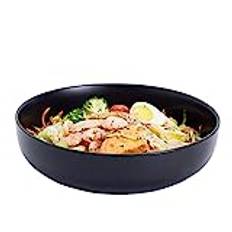 Swuut 26 cm stor serveringsskål, 2,8 quart stor salladsskål, svart pastaskål, robust 25 cm blandningsskålar, matt soppskål för familjekök, mikrovågsugn och diskmaskin säker