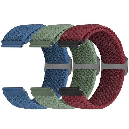 22mm Geflochtenes Nylon Armband Kompatibel mit Samsung Galaxy Watch 3 45mm/Gear S3 Frontier/Garmin Venu 4 45mm/3 45mm/2/Vivoactive 4/Forerunner 570(47mm)/255/265/Amazfit Helio/Bip 6/5/Balance 2