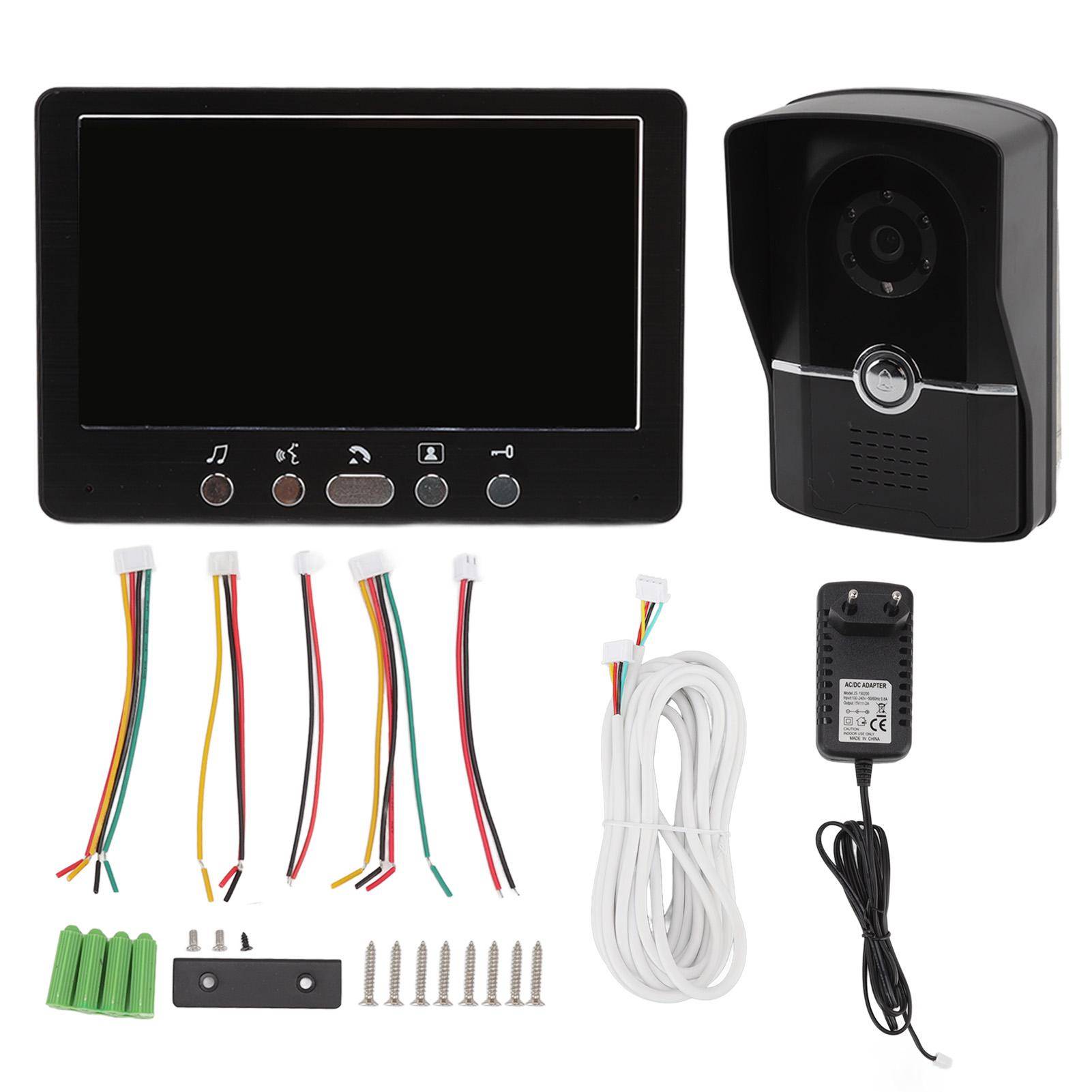 Video Doorbell HD Screen 6 Languages 16 Ringtones 2 Unit Video Intercom Doorbell with Rain Shell