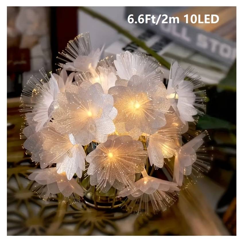 Double-layer Fiber Optic Flower Decorative Light Strings | Ideal For Valentine's Day, Space Theme, Party | Battery-powered (battery Not Included) | Warm Light, Mother's Day