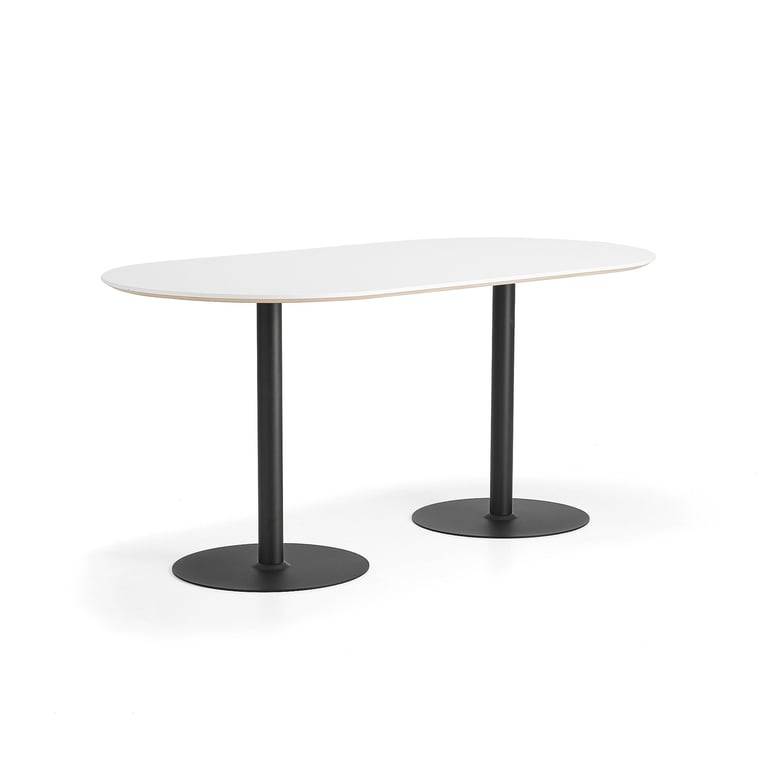 Barbord METRIC, oval, 2000x1000x900 mm, svart/vit