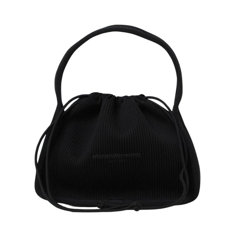 Alexander Wang Ribstrikket Mini Top Håndtaske - Tasker - Dame - Sort - ONE SIZE - Uld